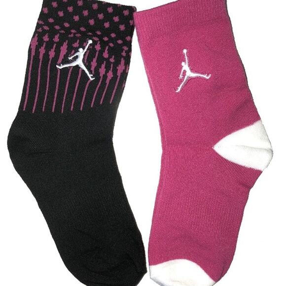 Michael’s Jordan Crew Socks 2 Pairs Pink Black - Picture 1 of 5